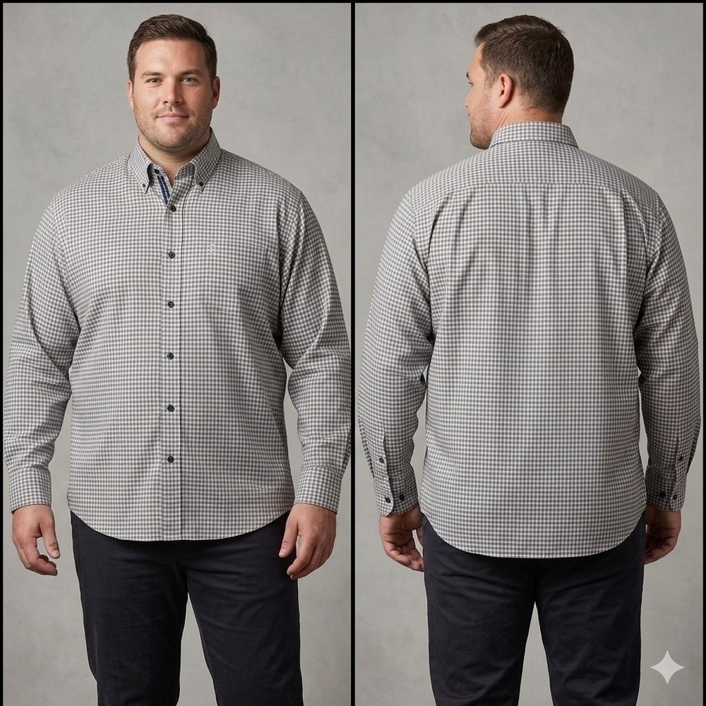 Victorinox Swiss Army Shirt XXL Grey White Plaid Button Down Long Sleeve 80s